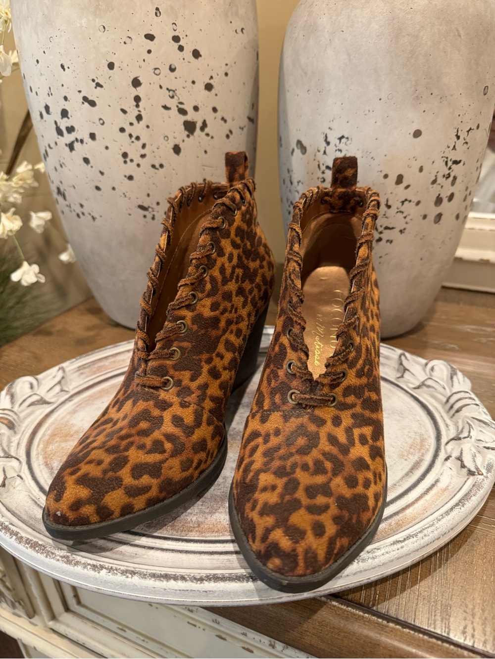 Leopard Print Lace-Up Men’s Ankle Boots - Brown